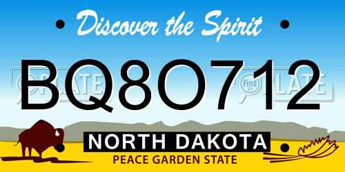 BQ8O712 North Dakota License Plate