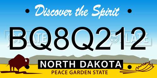 BQ8Q212 North Dakota License Plate
