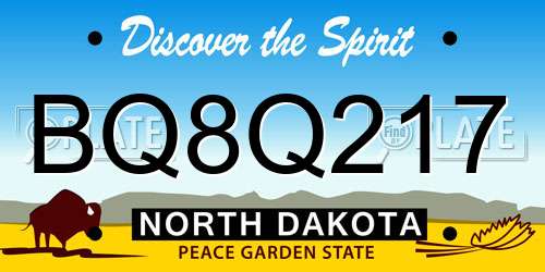 BQ8Q217 North Dakota License Plate