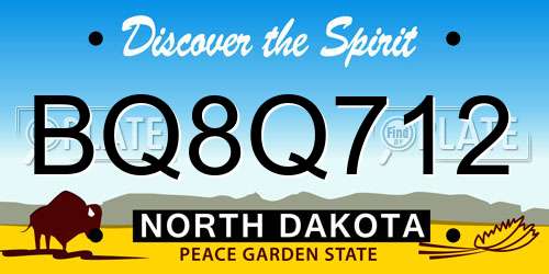 BQ8Q712 North Dakota License Plate