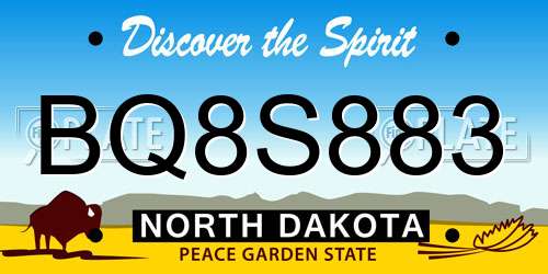 BQ8S883 North Dakota License Plate