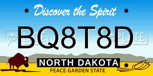 BQ8T8D North Dakota License Plate