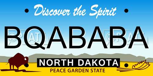 BQABABA North Dakota License Plate