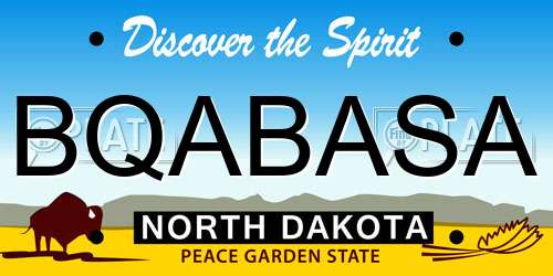 BQABASA North Dakota License Plate