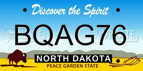 BQAG76 North Dakota License Plate