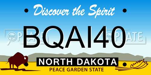 BQAI40 North Dakota License Plate