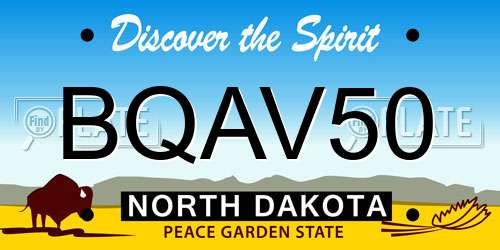 BQAV50 North Dakota License Plate