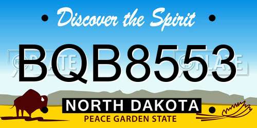 BQB8553 North Dakota License Plate