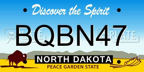 BQBN47 North Dakota License Plate