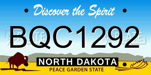 BQC1292 North Dakota License Plate