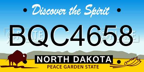 BQC4658 North Dakota License Plate