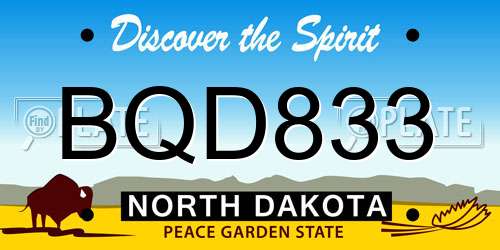 BQD833 North Dakota License Plate