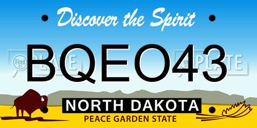 BQEO43 North Dakota License Plate