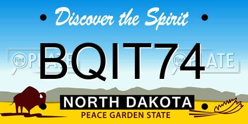 BQIT74 North Dakota License Plate