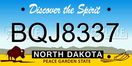 BQJ8337 North Dakota License Plate