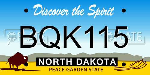 BQK115 North Dakota License Plate