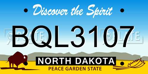 BQL3107 North Dakota License Plate