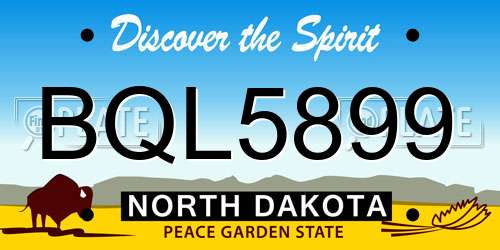 BQL5899 North Dakota License Plate