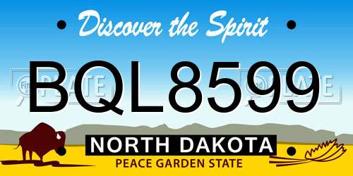 BQL8599 North Dakota License Plate
