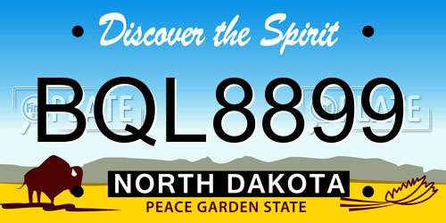 BQL8899 North Dakota License Plate