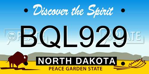 BQL929 North Dakota License Plate