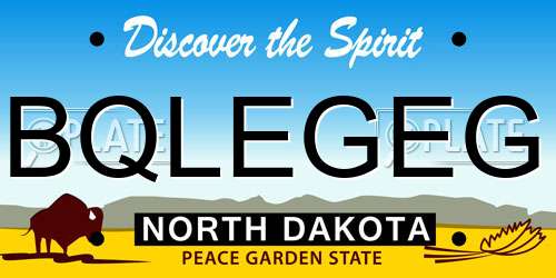 BQLEGEG North Dakota License Plate