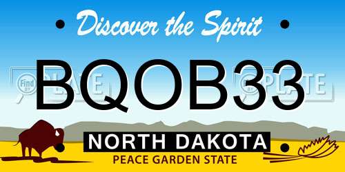 BQOB33 North Dakota License Plate