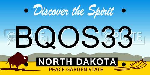 BQOS33 North Dakota License Plate