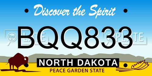 BQQ833 North Dakota License Plate