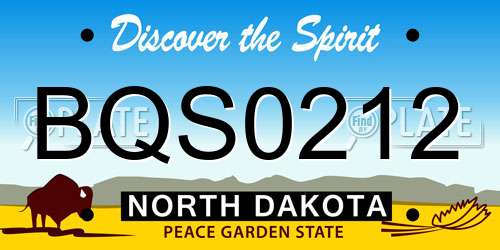 BQS0212 North Dakota License Plate