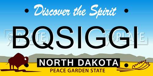 BQSIGGI North Dakota License Plate