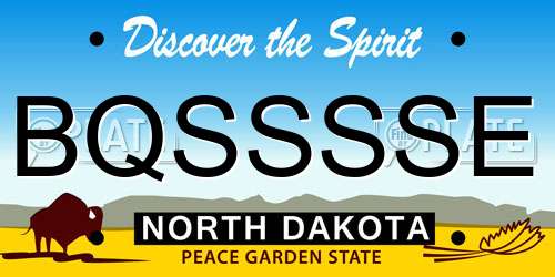 BQSSSSE North Dakota License Plate