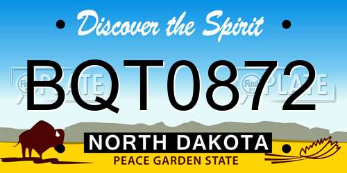 BQT0872 North Dakota License Plate
