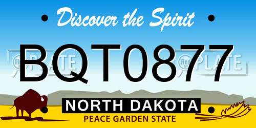 BQT0877 North Dakota License Plate