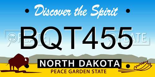 BQT455 North Dakota License Plate