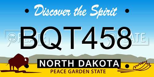 BQT458 North Dakota License Plate