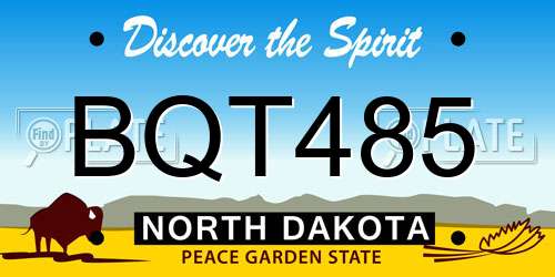 BQT485 North Dakota License Plate