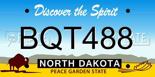 BQT488 North Dakota License Plate