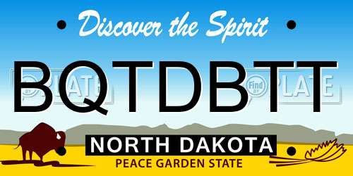 BQTDBTT North Dakota License Plate