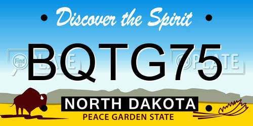 BQTG75 North Dakota License Plate