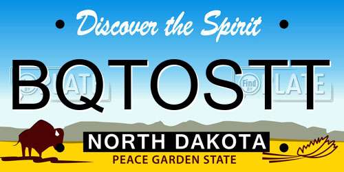 BQTOSTT North Dakota License Plate