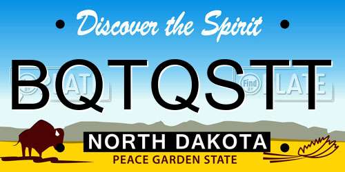 BQTQSTT North Dakota License Plate