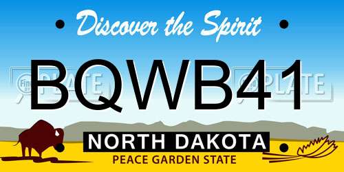 BQWB41 North Dakota License Plate