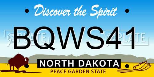 BQWS41 North Dakota License Plate