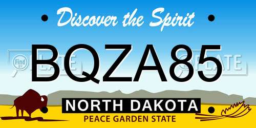 BQZA85 North Dakota License Plate