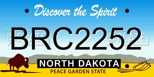 BRC2252 North Dakota License Plate