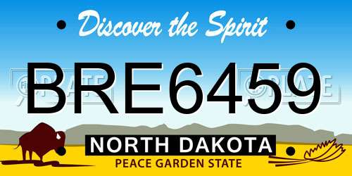 BRE6459 North Dakota License Plate