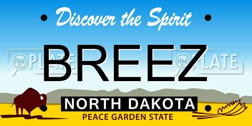 BREEZ North Dakota License Plate