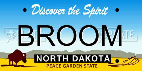 BROOM North Dakota License Plate