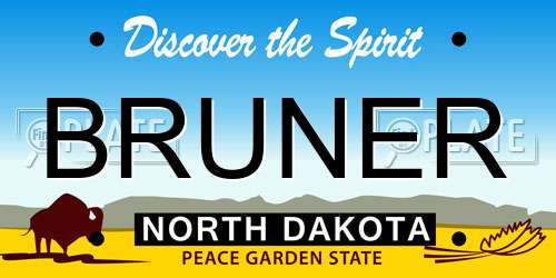 BRUNER North Dakota License Plate